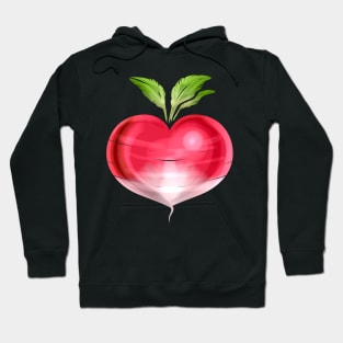 Radish In Heart Shape - Vegetarian - Go Vegan Hoodie